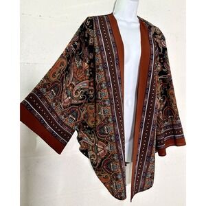 Boho Dark Paisley Kimono Top One Size Oversized Whimsigoth Topper Layer *No Tags